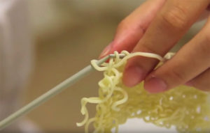 Knitting With Instant Ramen Noodles, Just Like Eating Them, Soothes The Soul