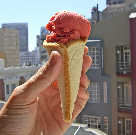 Peanut Butter and Jelly Ice Cream Cone