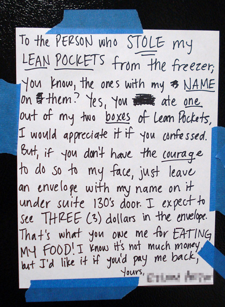 To The Person Who Stole My Lean Pockets…