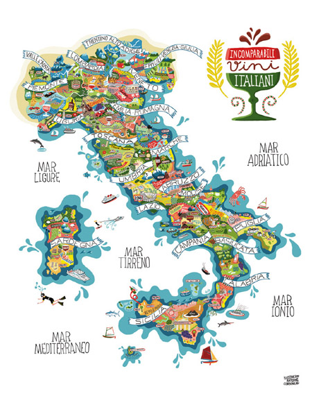 Beautiful Italian Wine Map by Antoine Corbineau